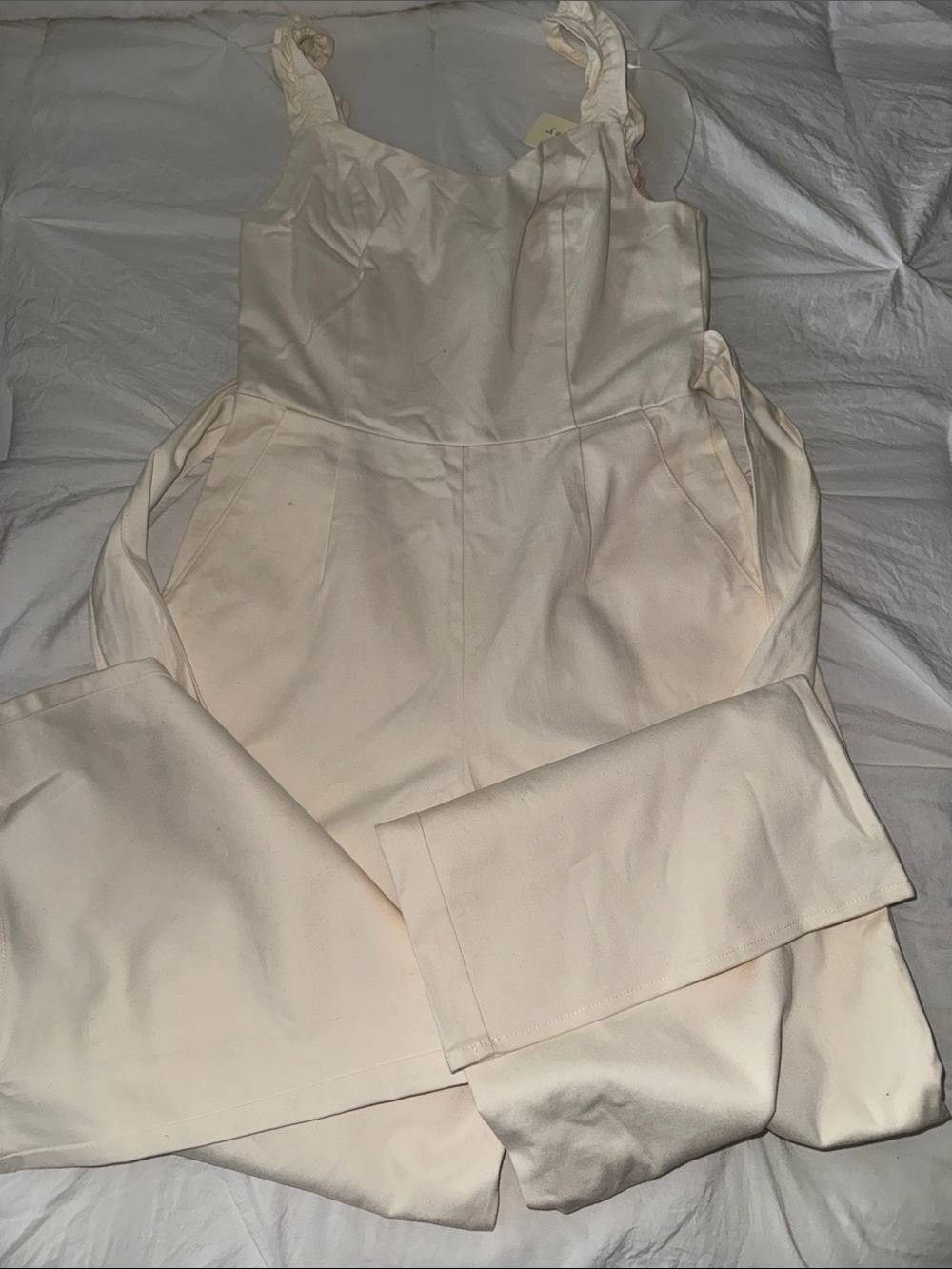 Copper Key Cream Sleeveless Jumpsuit with Wide Legs
